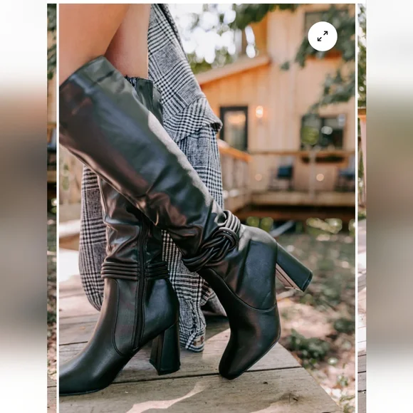 Black knee leather boota new 5.5 - Picture 1 of 2